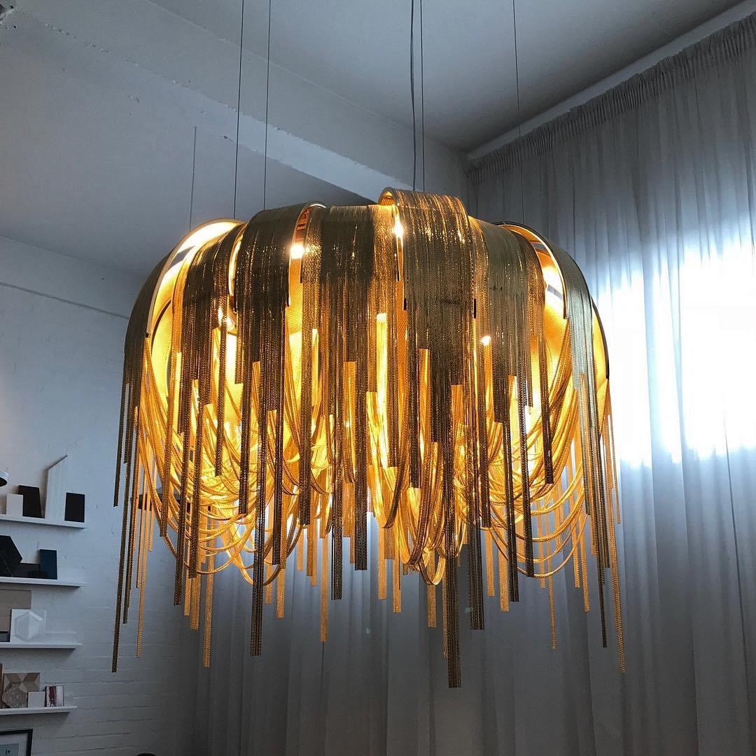 Tarien Chandelier Layered Chain Nickel Luxury-Neutral Decor
