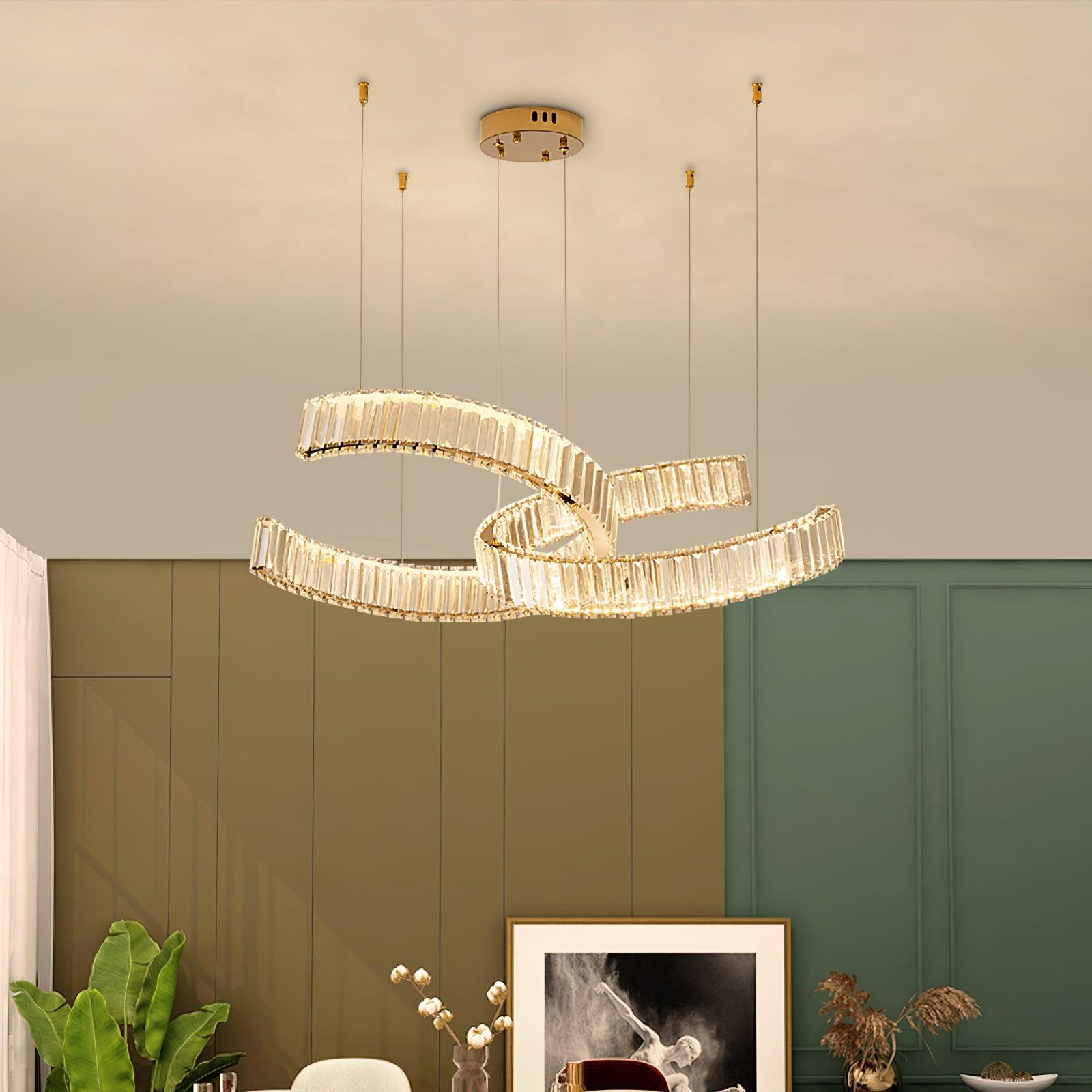Calo Chandelier Spiral Crystal Gold Glam-Neutral Decor