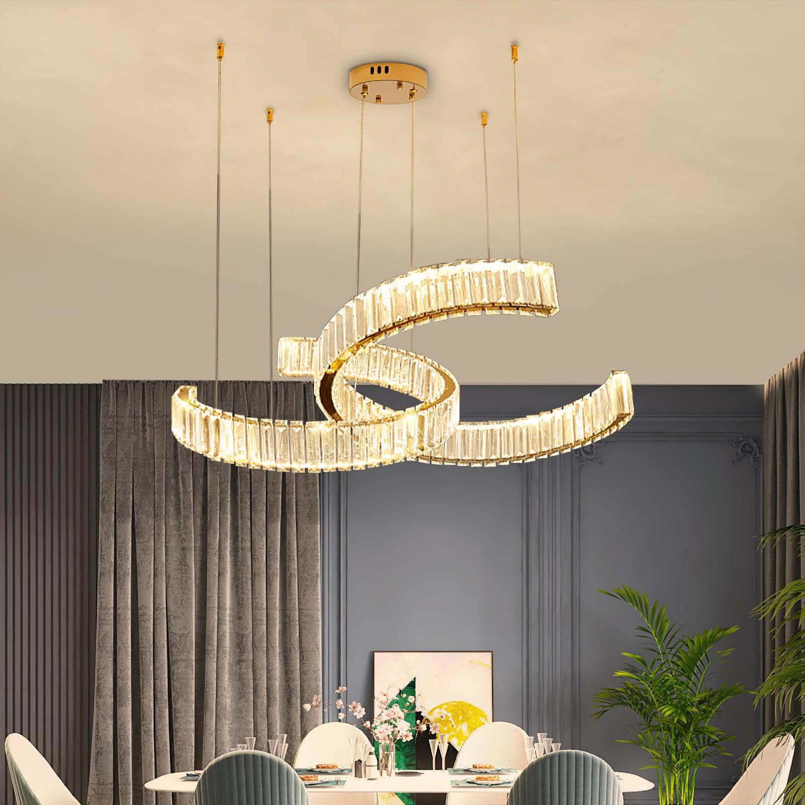 Calo Chandelier Spiral Crystal Gold Glam-Neutral Decor