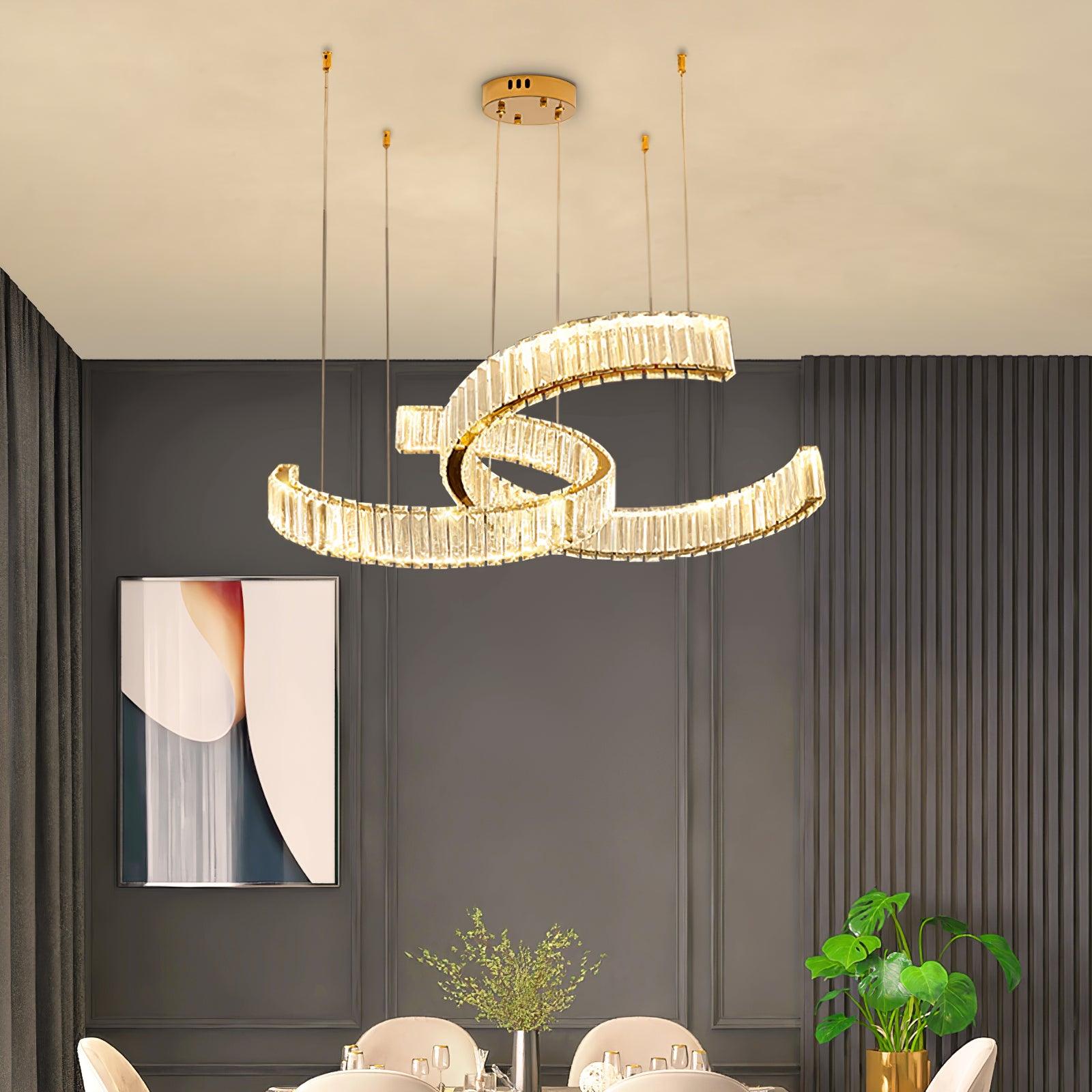 Calo Chandelier Spiral Crystal Gold Glam-Neutral Decor