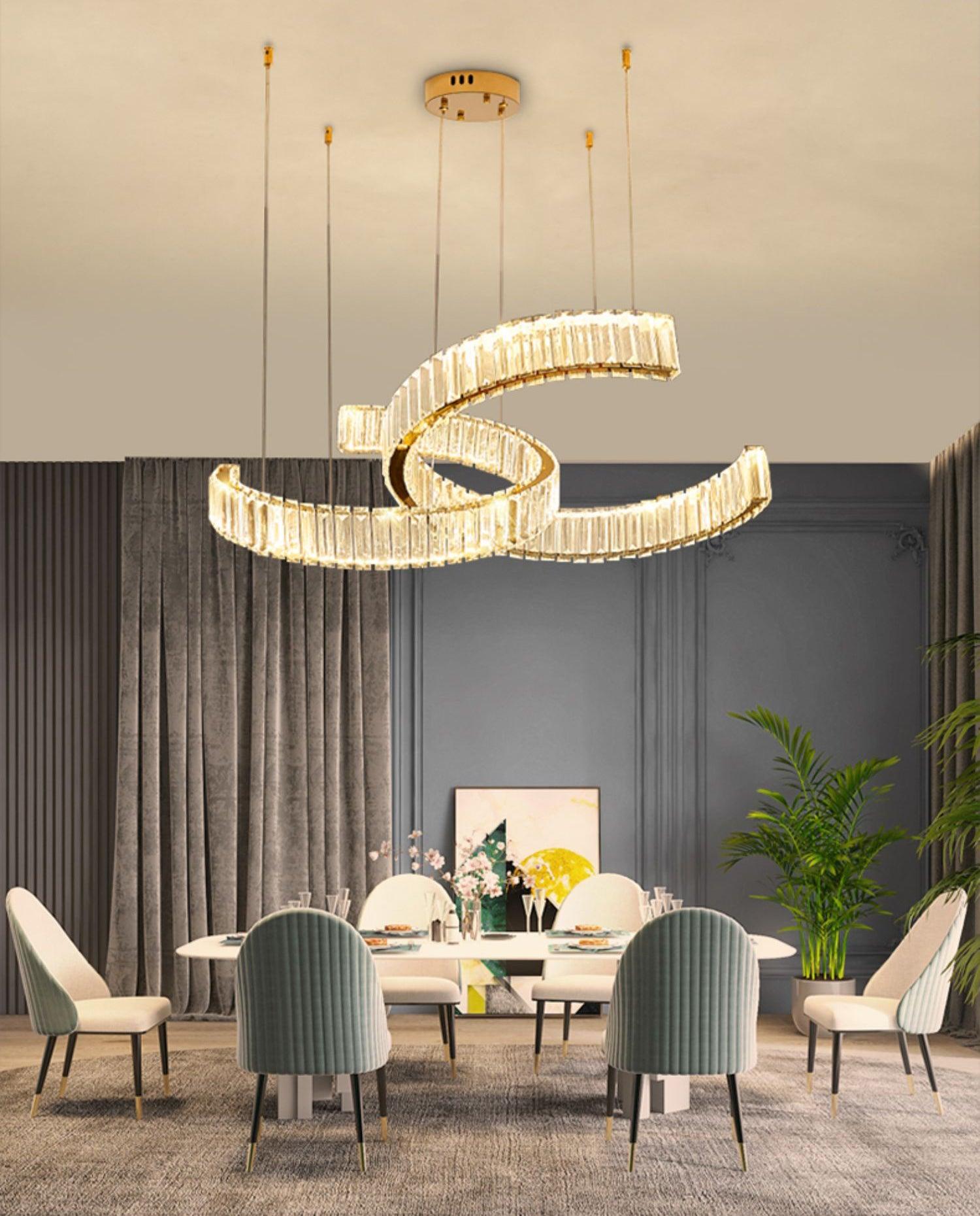Calo Chandelier Spiral Crystal Gold Glam-Neutral Decor