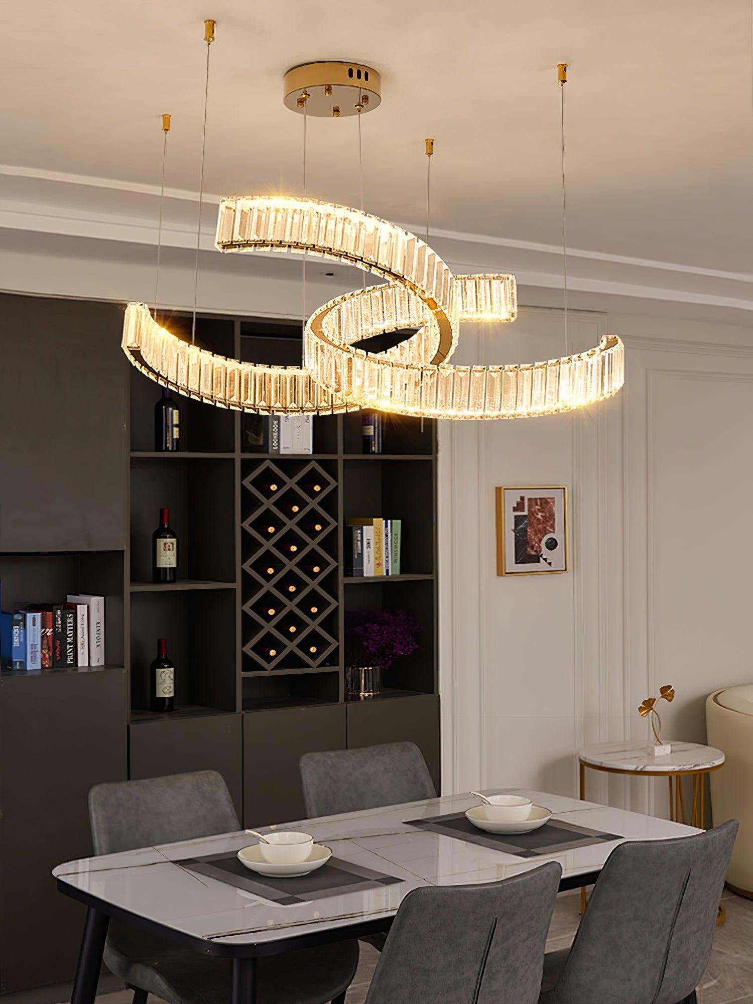 Calo Chandelier Spiral Crystal Gold Glam-Neutral Decor