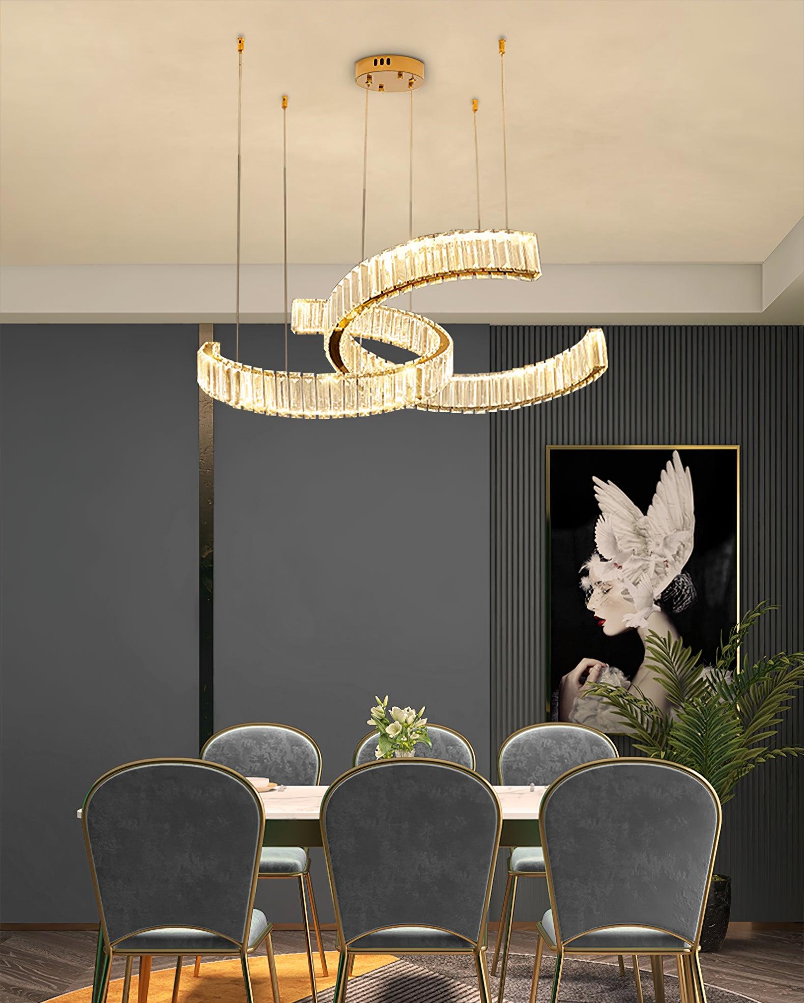 Calo Chandelier Spiral Crystal Gold Glam-Neutral Decor