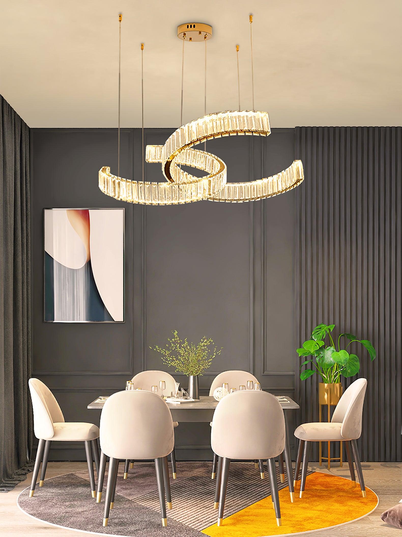 Calo Chandelier Spiral Crystal Gold Glam-Neutral Decor
