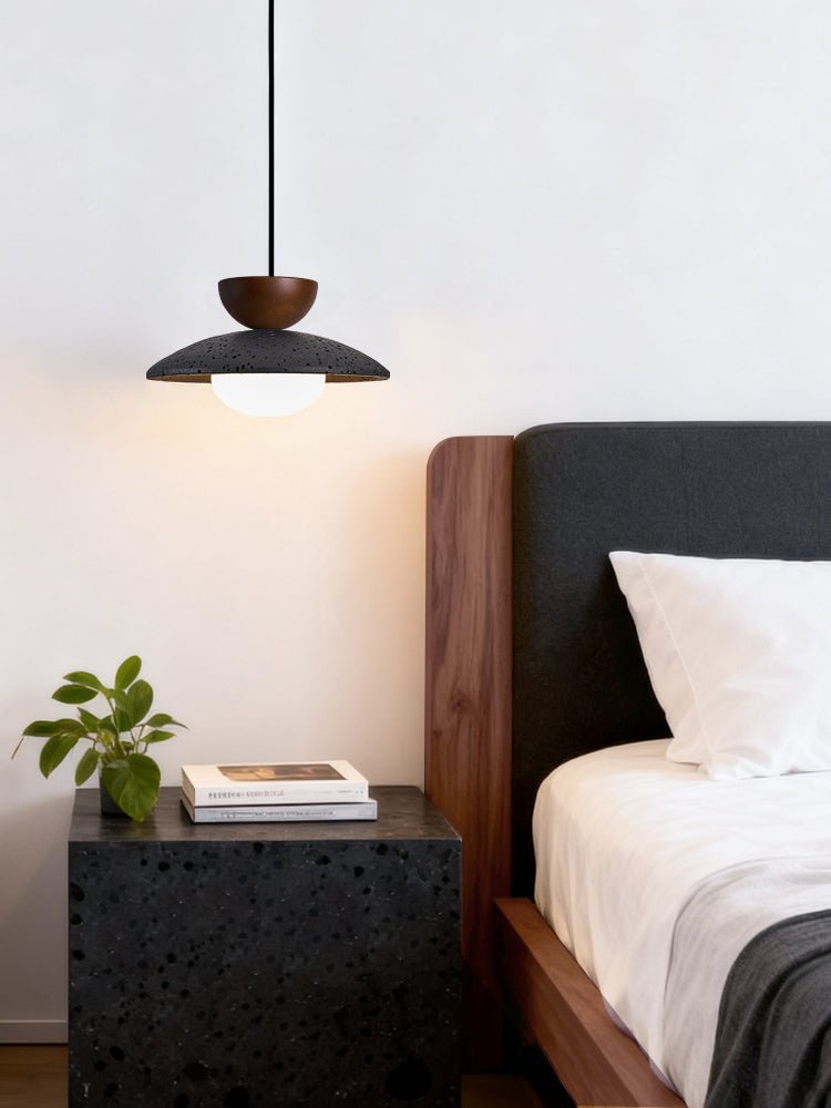 Ignis Dome Black Travertine Pendant Light-Neutral Decor