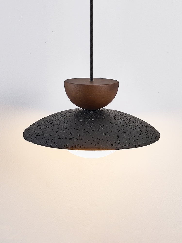 Ignis Dome Black Travertine Pendant Light-Neutral Decor