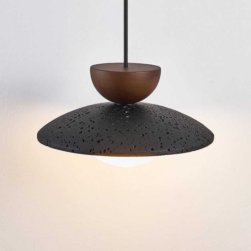 Ignis Dome Black Travertine Pendant Light-Neutral Decor