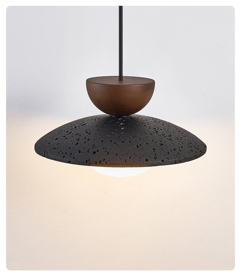 Ignis Dome Black Travertine Pendant Light-Neutral Decor