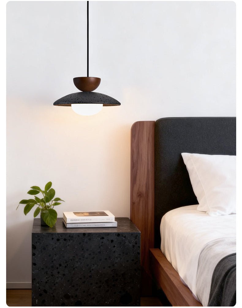 Ignis Dome Black Travertine Pendant Light-Neutral Decor
