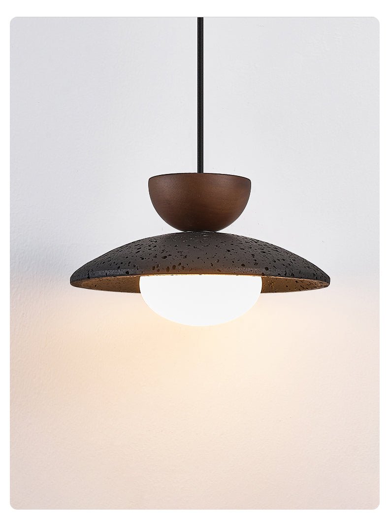 Ignis Dome Black Travertine Pendant Light-Neutral Decor