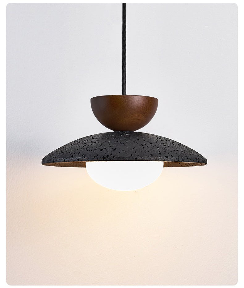 Ignis Dome Black Travertine Pendant Light-Neutral Decor