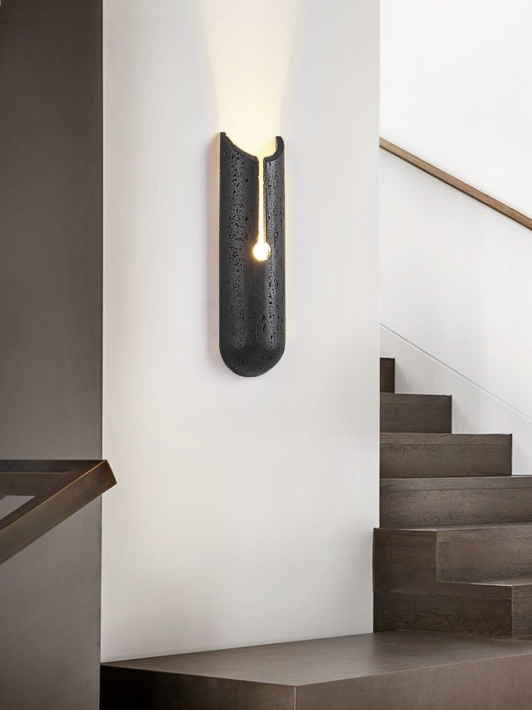 Lymp Split Black Travertine Wall Light-Neutral Decor
