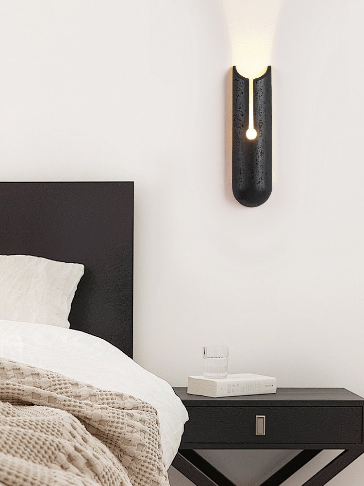Lymp Split Black Travertine Wall Light-Neutral Decor
