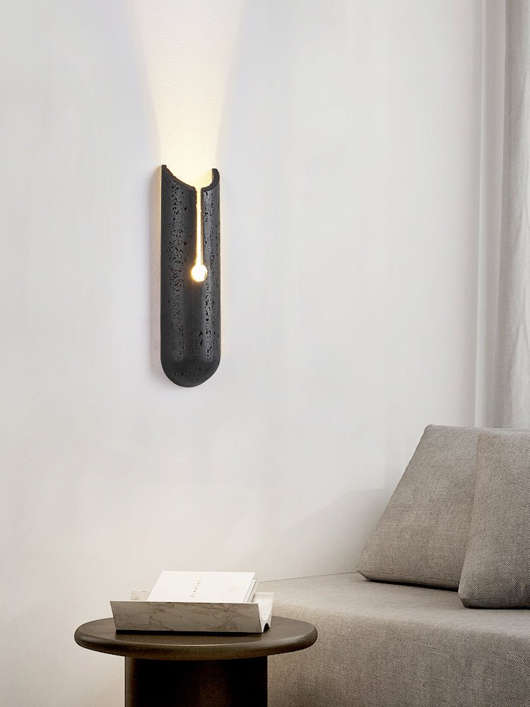 Lymp Split Black Travertine Wall Light-Neutral Decor