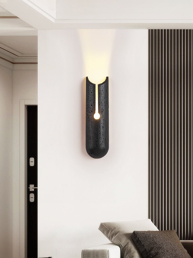 Lymp Split Black Travertine Wall Light-Neutral Decor