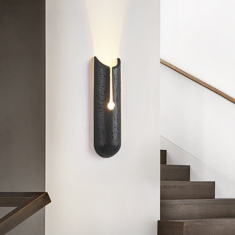 Lymp Split Black Travertine Wall Light-Neutral Decor