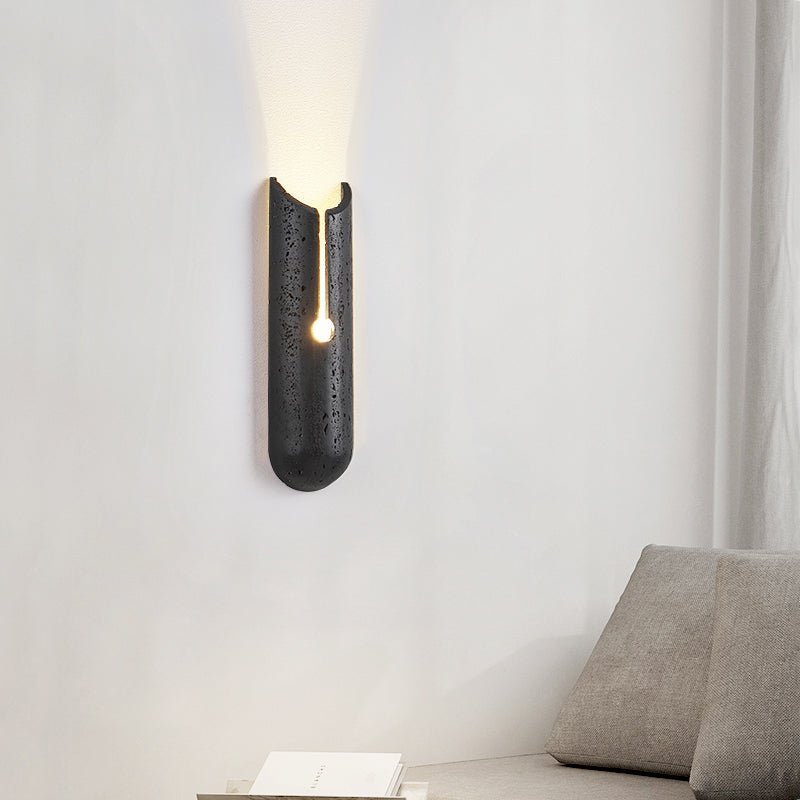Lymp Split Black Travertine Wall Light-Neutral Decor