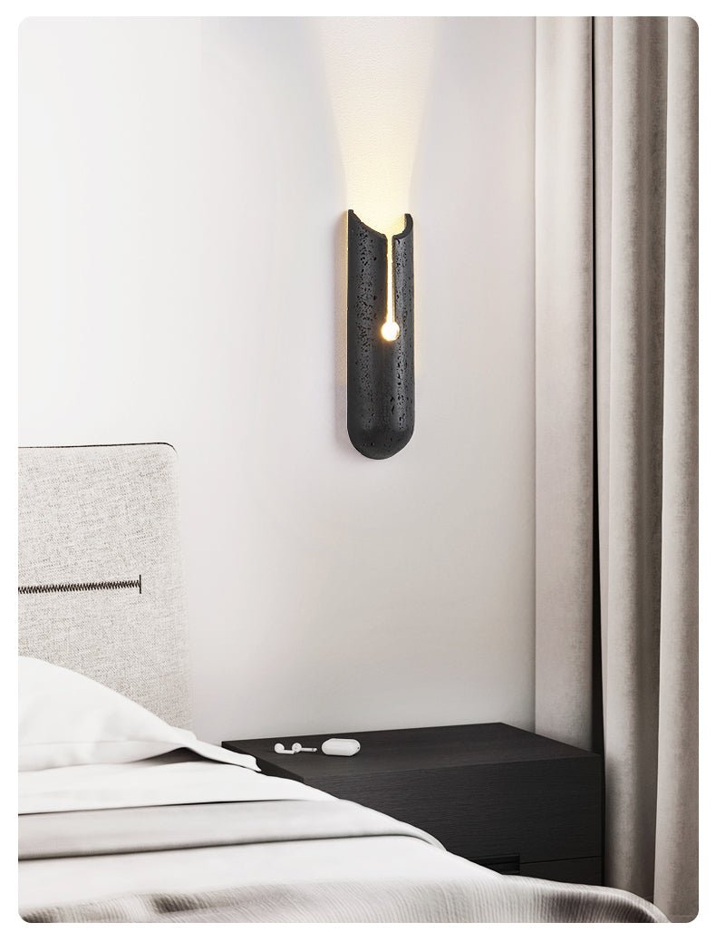 Lymp Split Black Travertine Wall Light-Neutral Decor