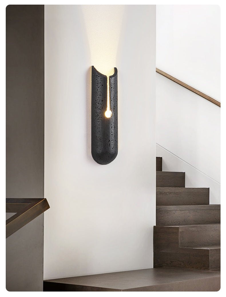 Lymp Split Black Travertine Wall Light-Neutral Decor
