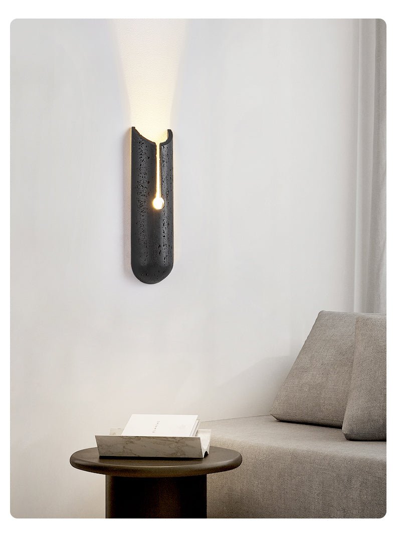 Lymp Split Black Travertine Wall Light-Neutral Decor