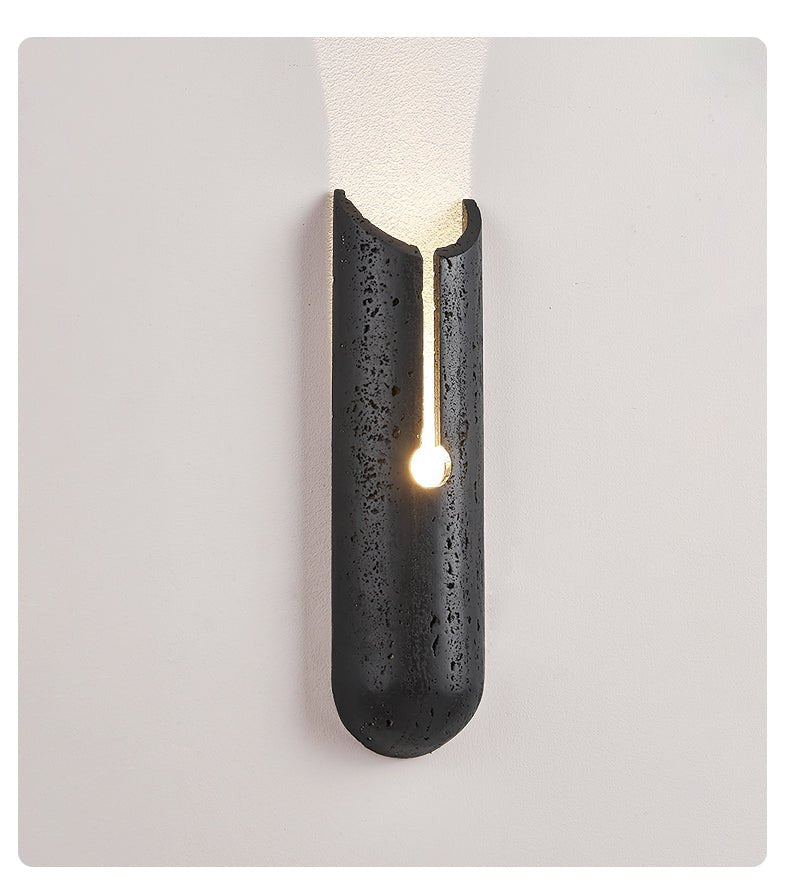 Lymp Split Black Travertine Wall Light-Neutral Decor