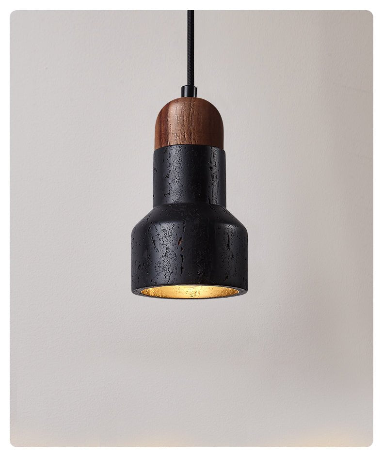 Foundry Modern Black Travertine Pendant Light-Neutral Decor