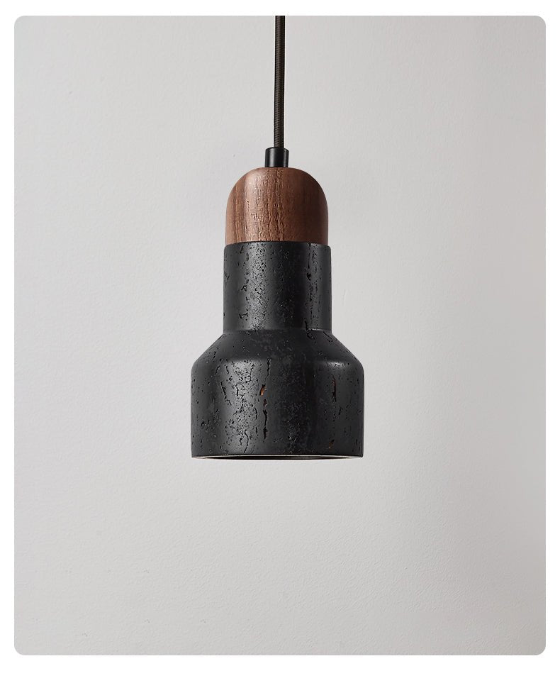 Foundry Modern Black Travertine Pendant Light-Neutral Decor