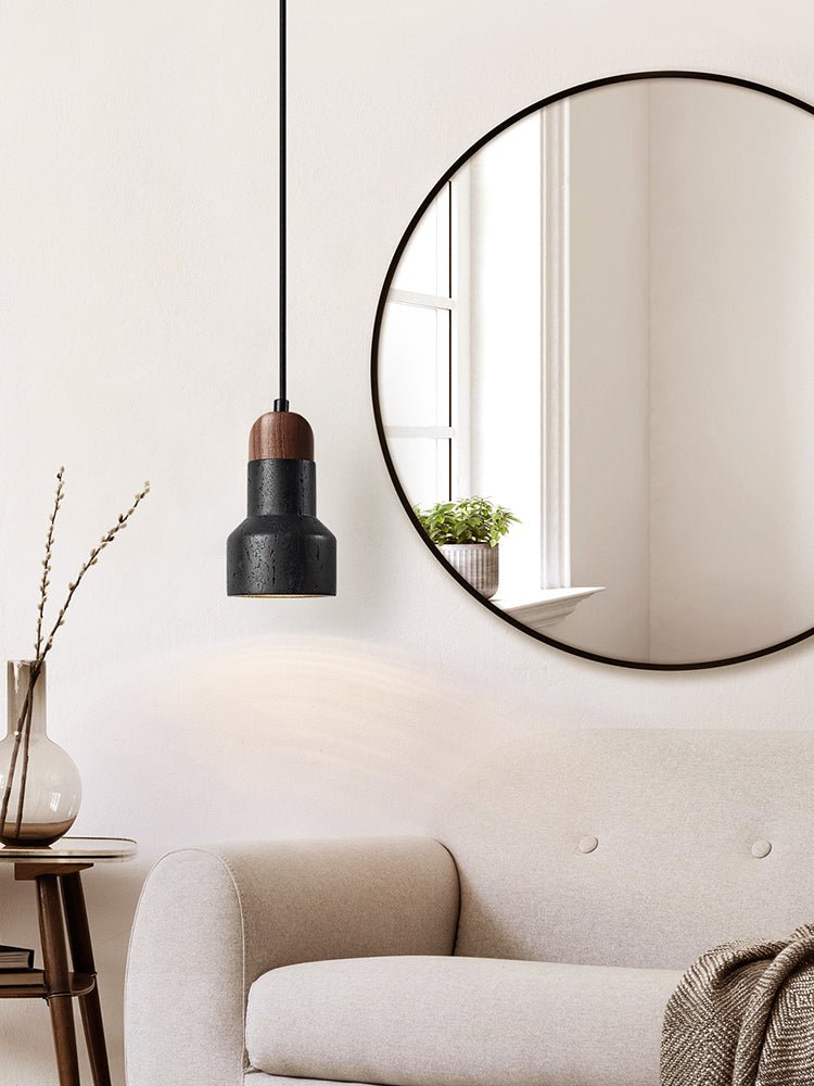 Foundry Modern Black Travertine Pendant Light-Neutral Decor