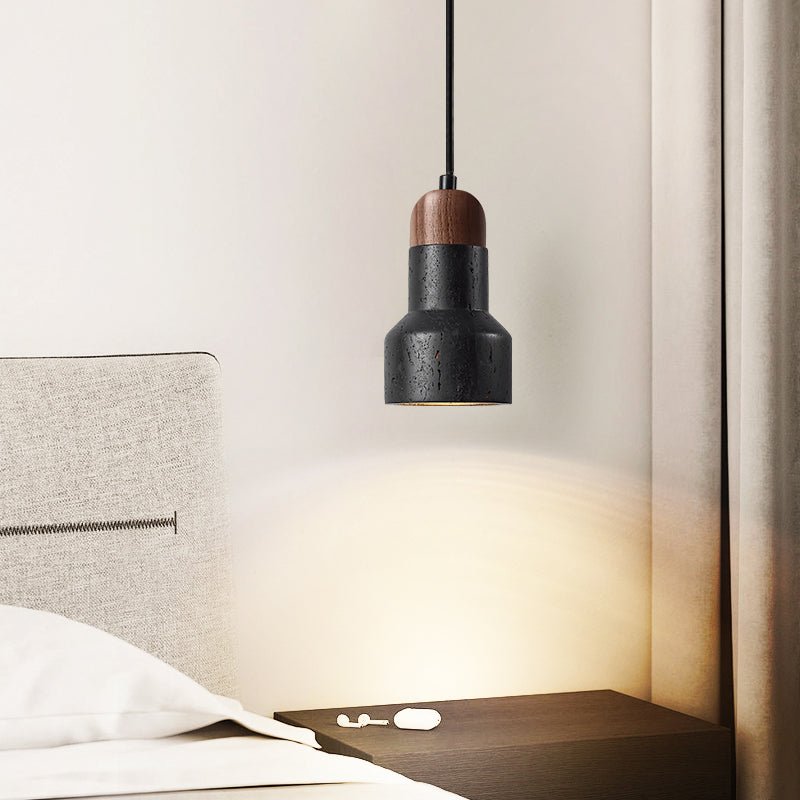 Foundry Modern Black Travertine Pendant Light-Neutral Decor