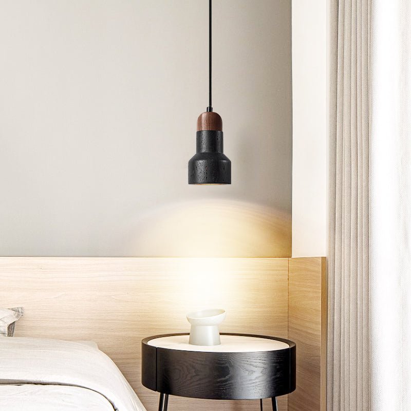 Foundry Modern Black Travertine Pendant Light-Neutral Decor
