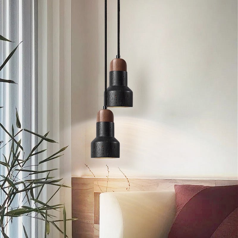 Foundry Modern Black Travertine Pendant Light-Neutral Decor
