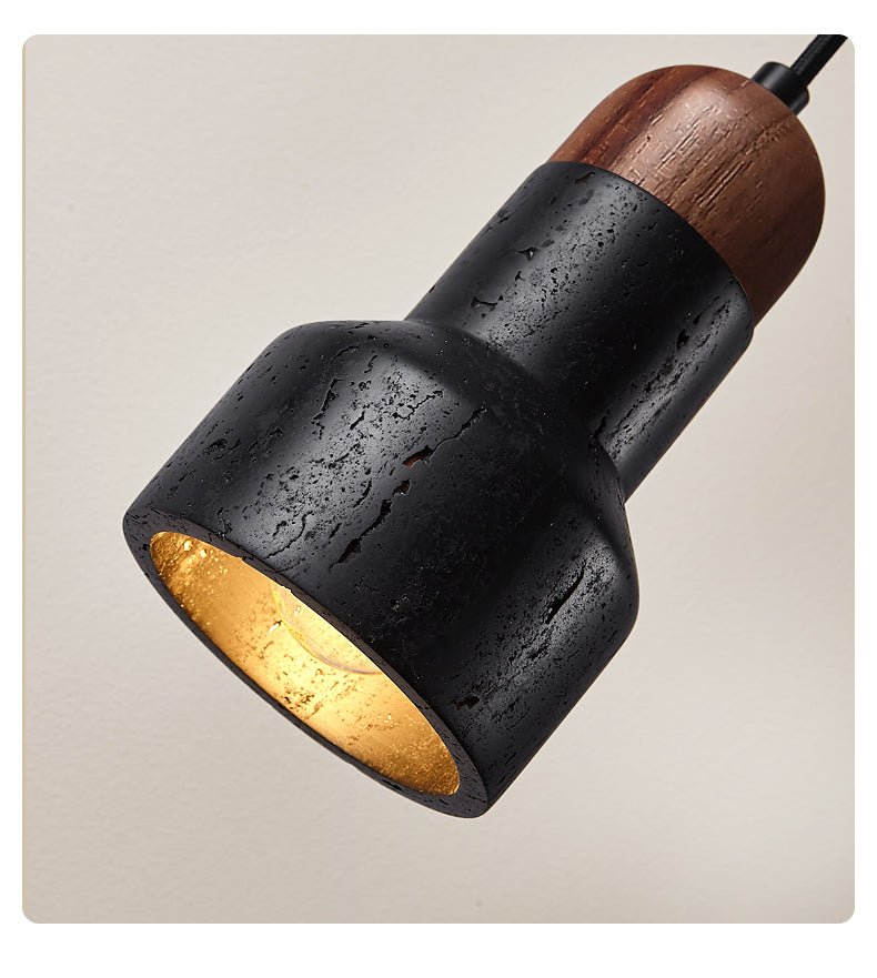 Foundry Modern Black Travertine Pendant Light-Neutral Decor