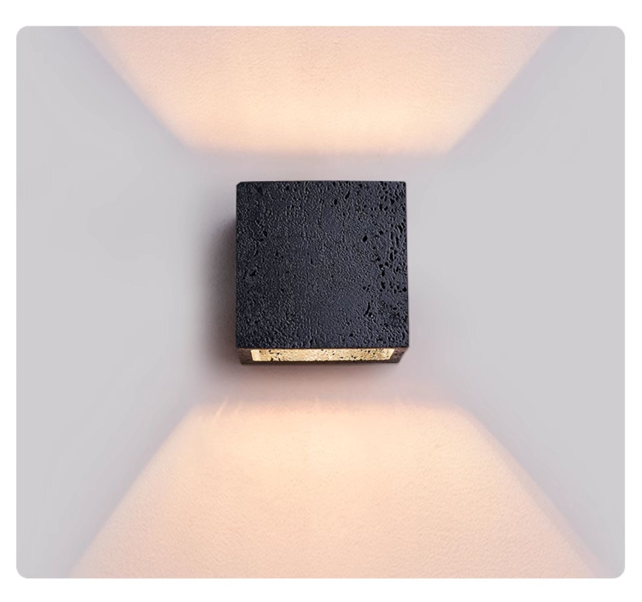 Taro Cube Black Travertine Wall Lamp-Neutral Decor