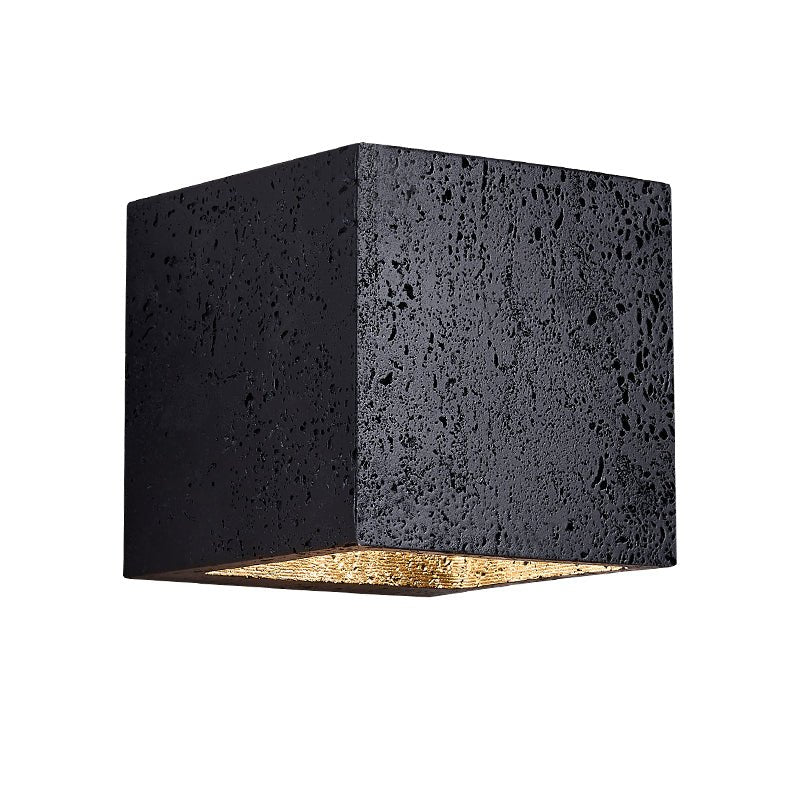Taro Cube Black Travertine Wall Lamp-Neutral Decor