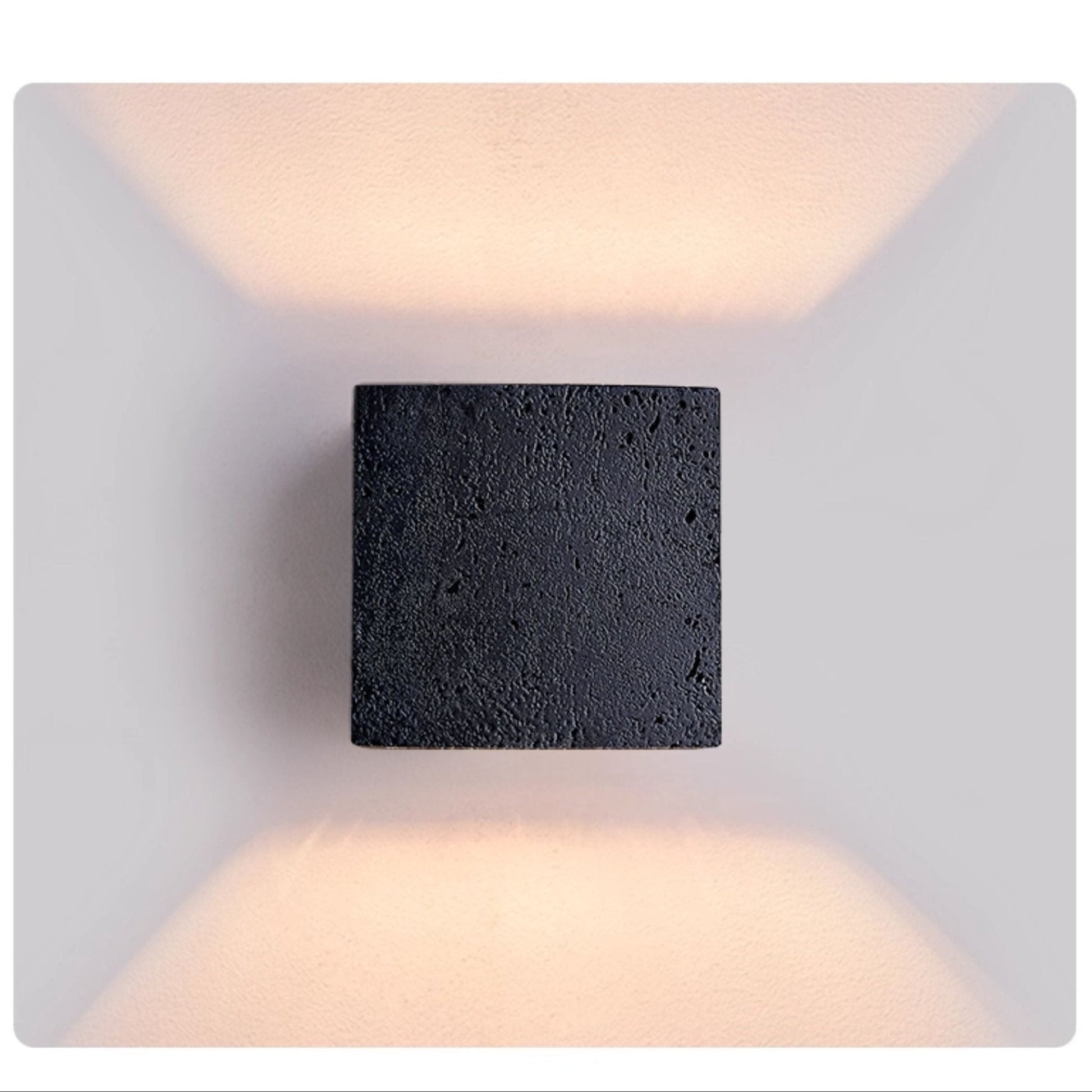Taro Cube Black Travertine Wall Lamp-Neutral Decor
