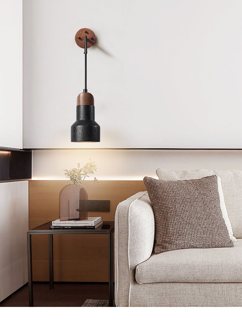 Wesk Vintage Black Travertine Rope Wall Lamp-Neutral Decor
