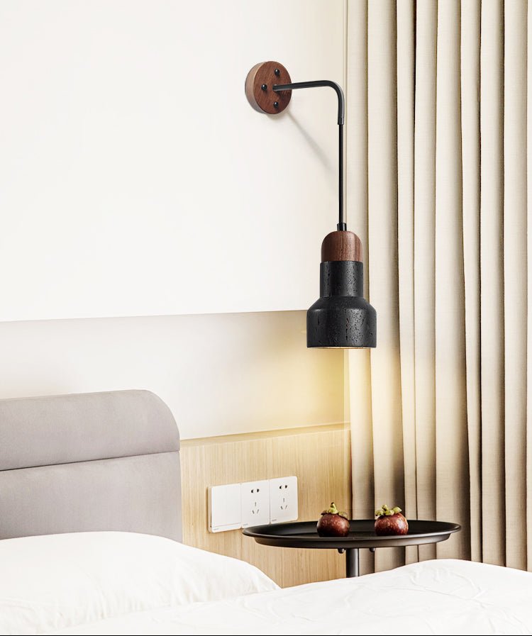 Wesk Vintage Black Travertine Rope Wall Lamp-Neutral Decor