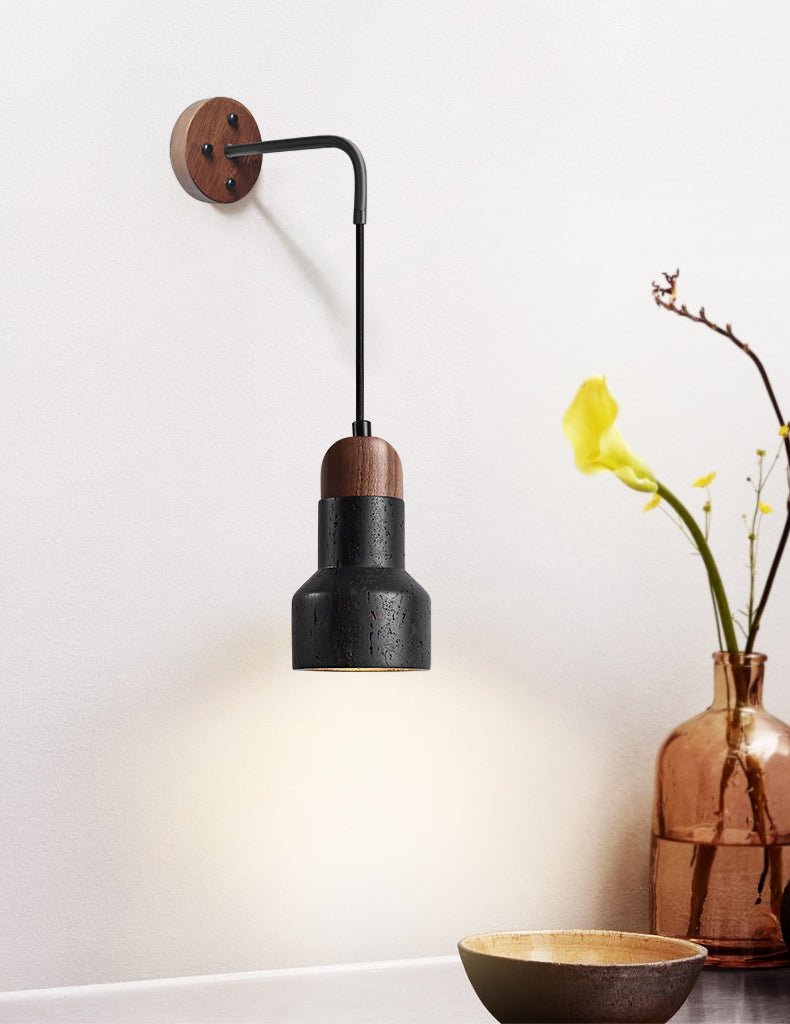 Wesk Vintage Black Travertine Rope Wall Lamp-Neutral Decor