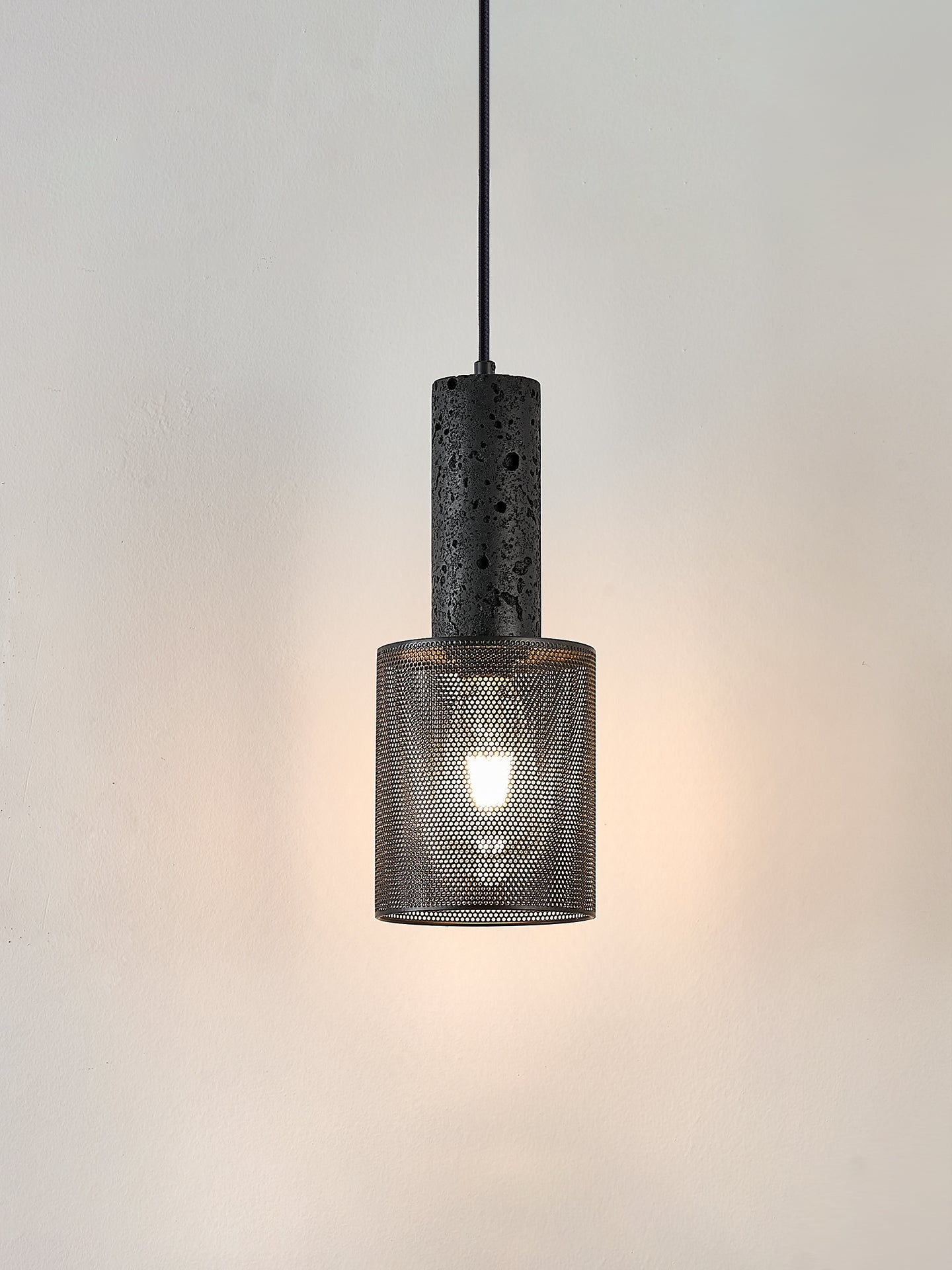 Mona Black Travertine Metal Mesh Pendant Lamp-Neutral Decor