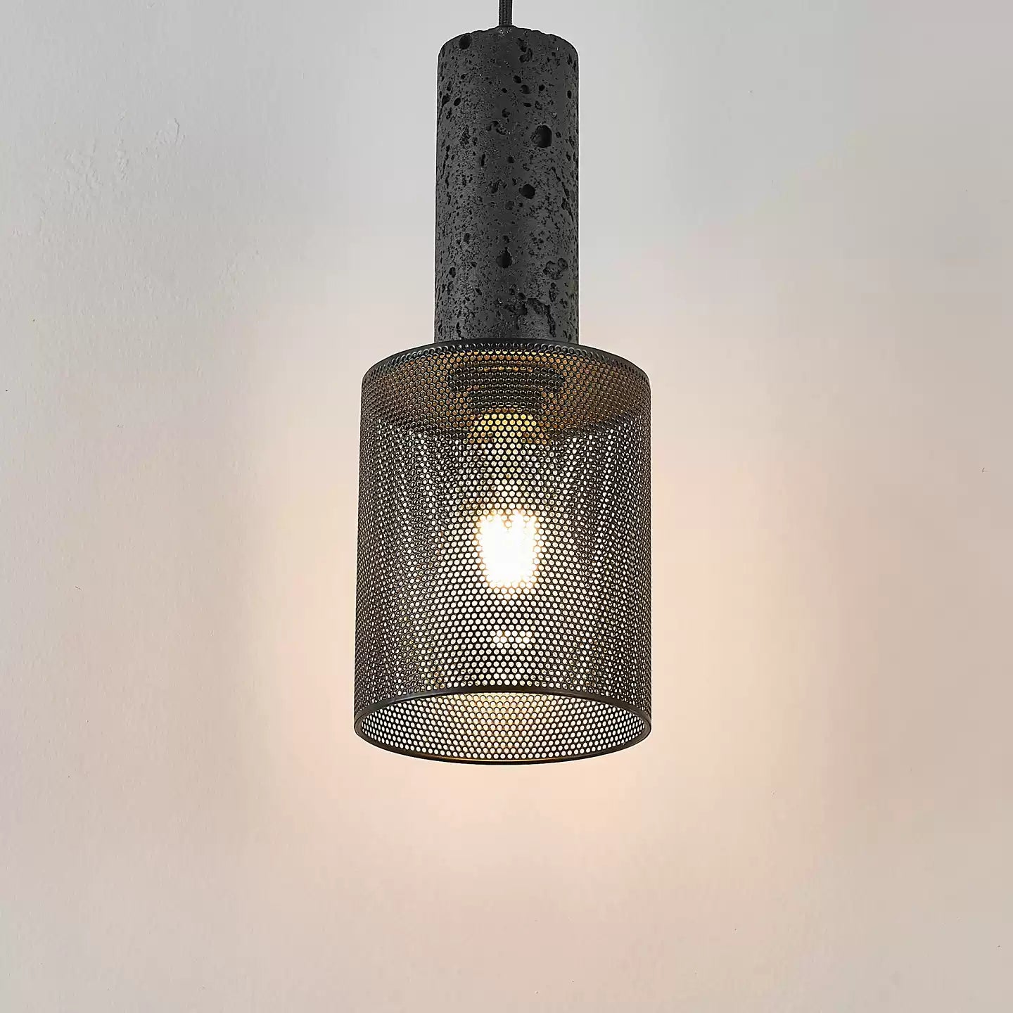 Mona Black Travertine Metal Mesh Pendant Lamp-Neutral Decor