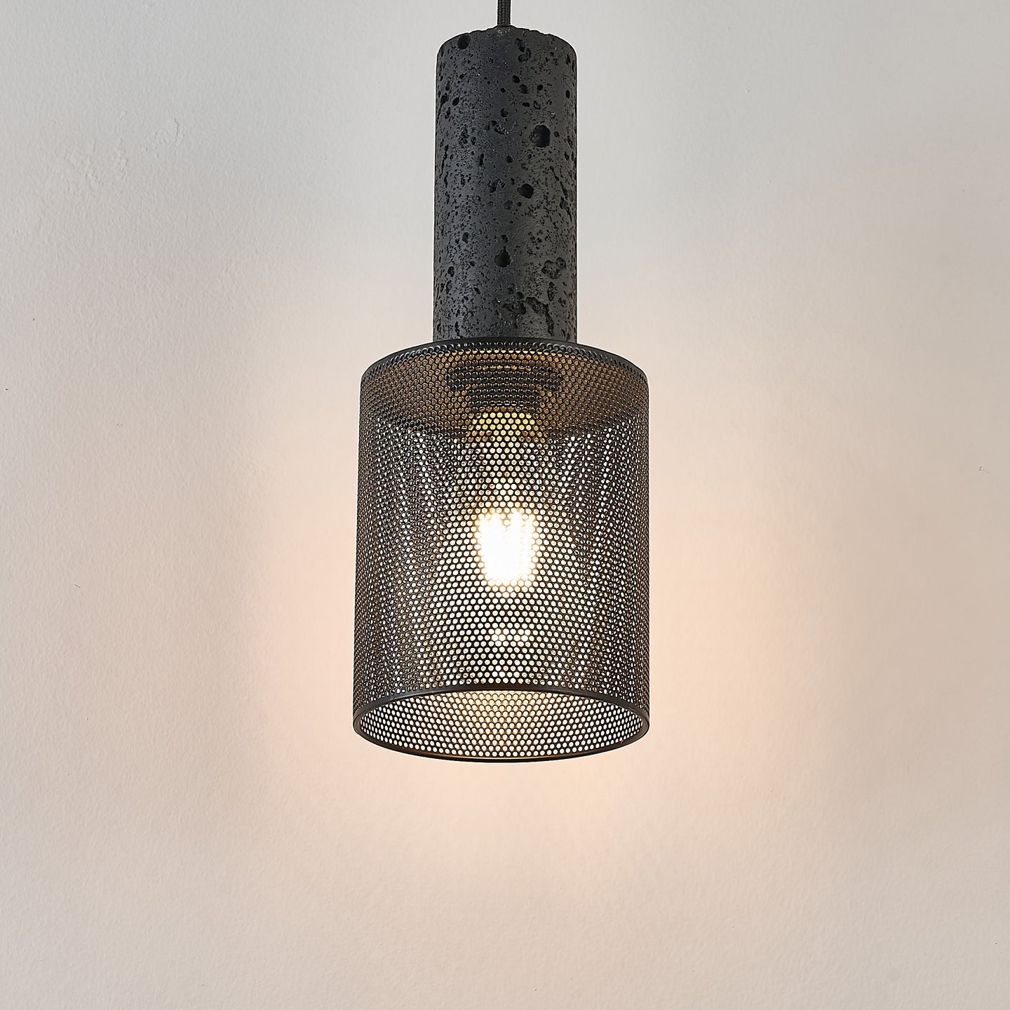 Mona Black Travertine Metal Mesh Pendant Lamp-Neutral Decor