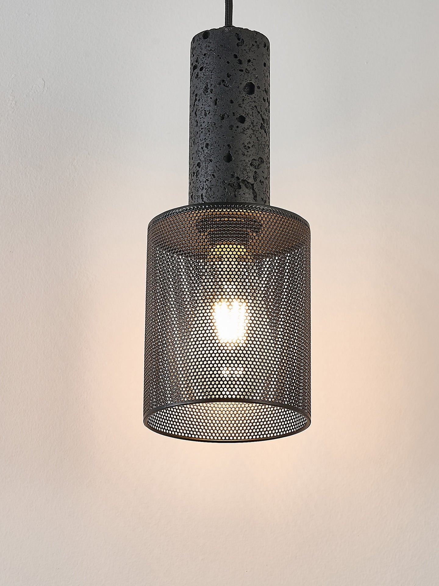 Mona Black Travertine Metal Mesh Pendant Lamp-Neutral Decor