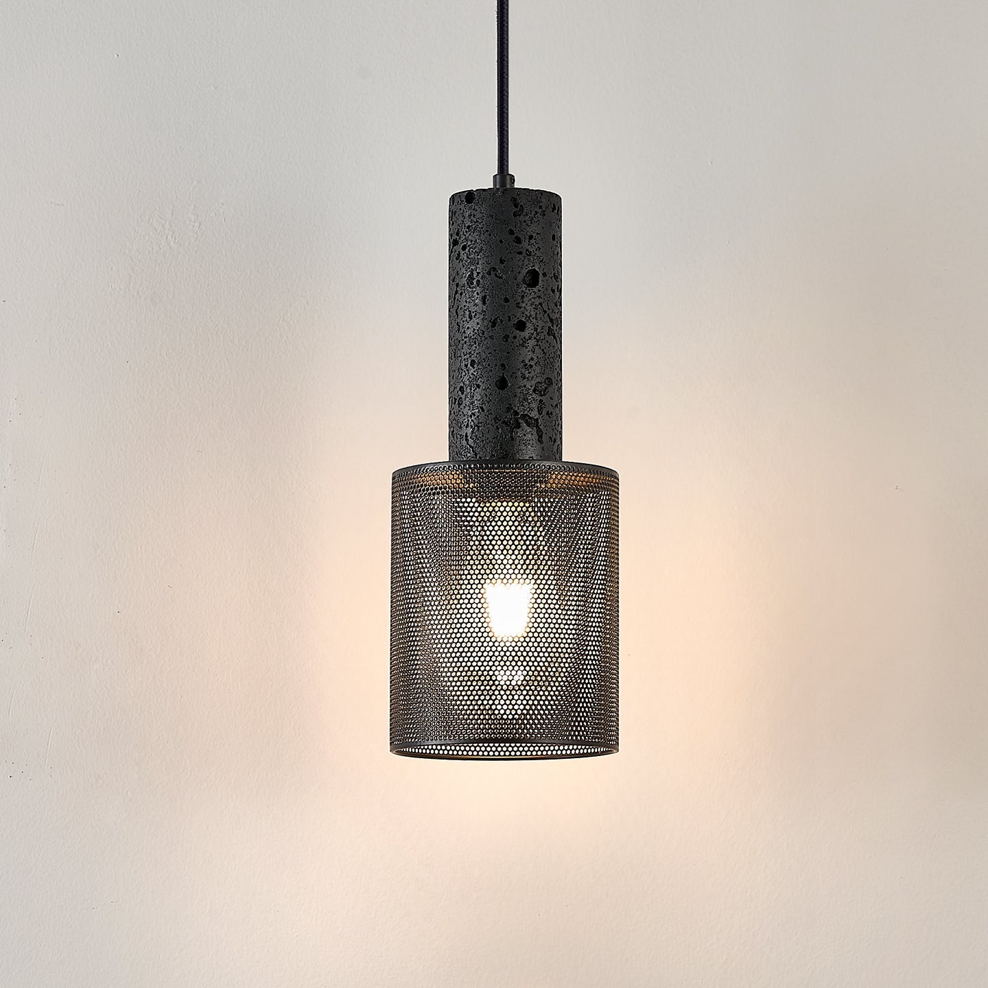 Mona Black Travertine Metal Mesh Pendant Lamp-Neutral Decor