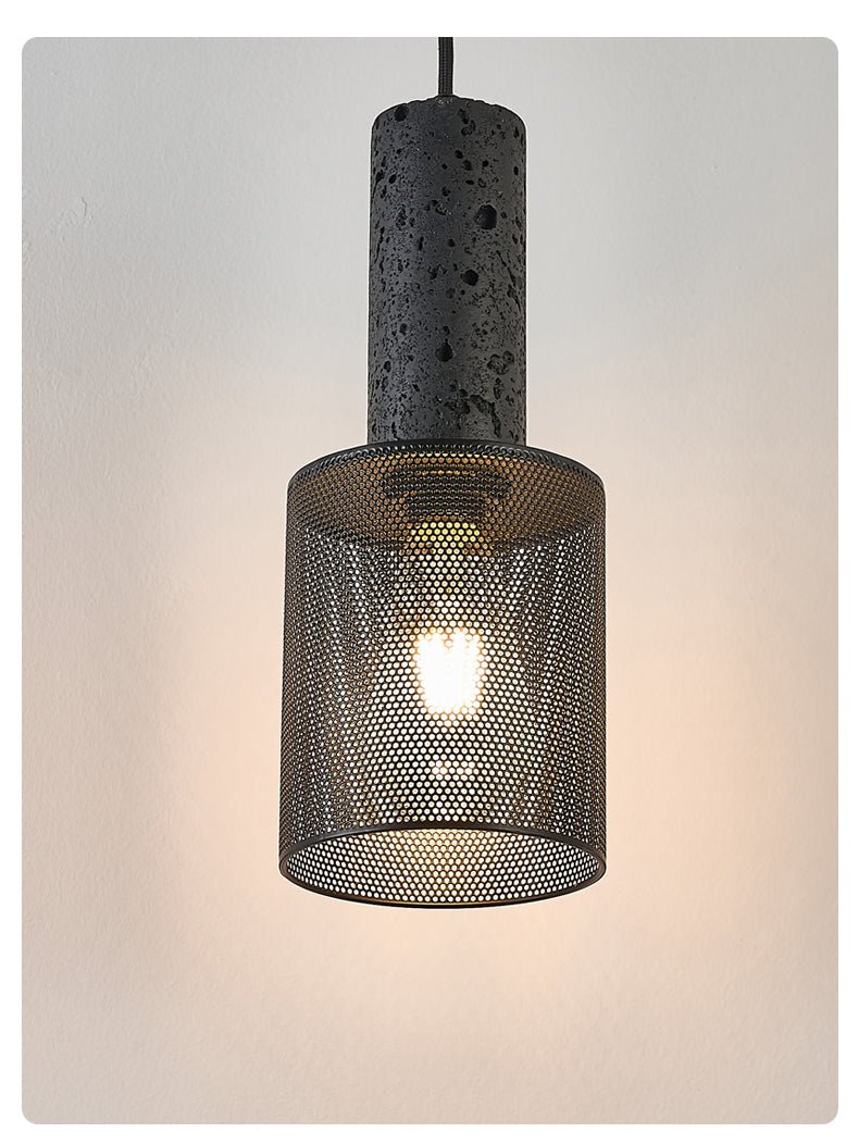 Mona Black Travertine Metal Mesh Pendant Lamp-Neutral Decor