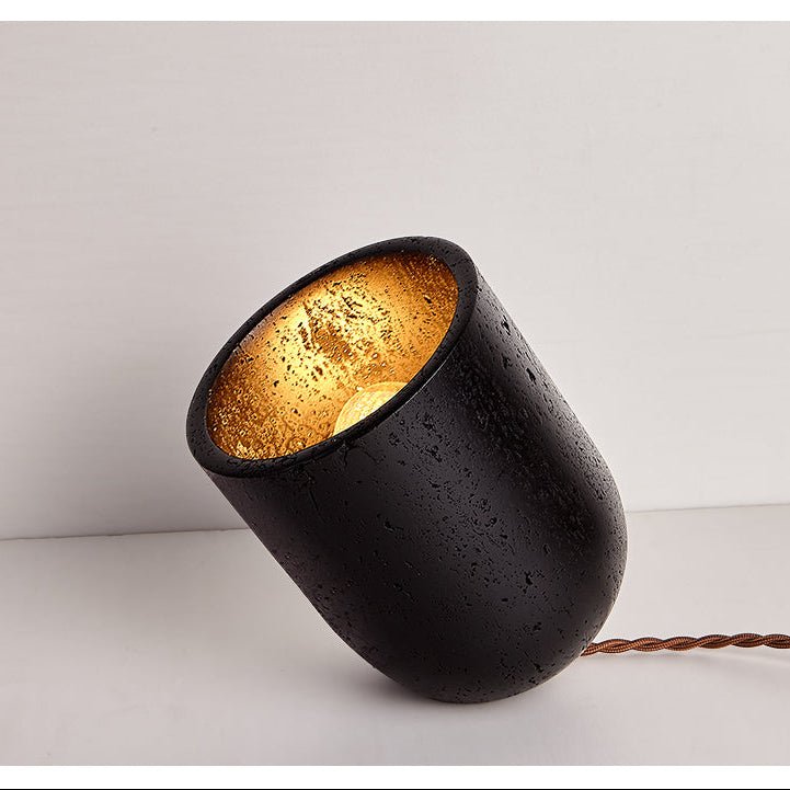 Lumi Minimalist Black Travertine Table Lamp-Neutral Decor
