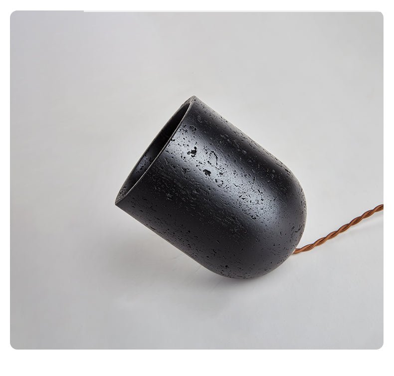 Lumi Minimalist Black Travertine Table Lamp-Neutral Decor