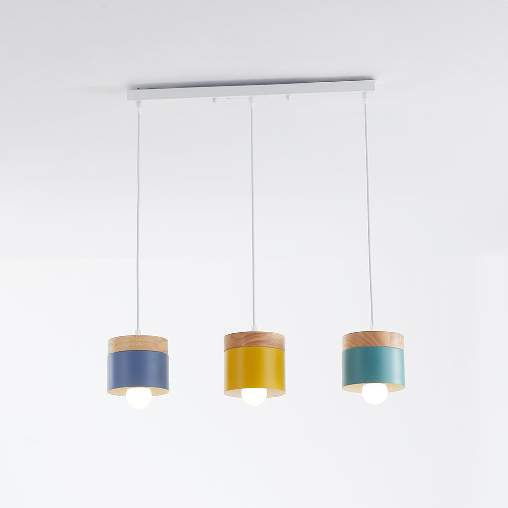 Valentina Modern Can Shape Metal/Wood Pendant Light - Neutral Decor