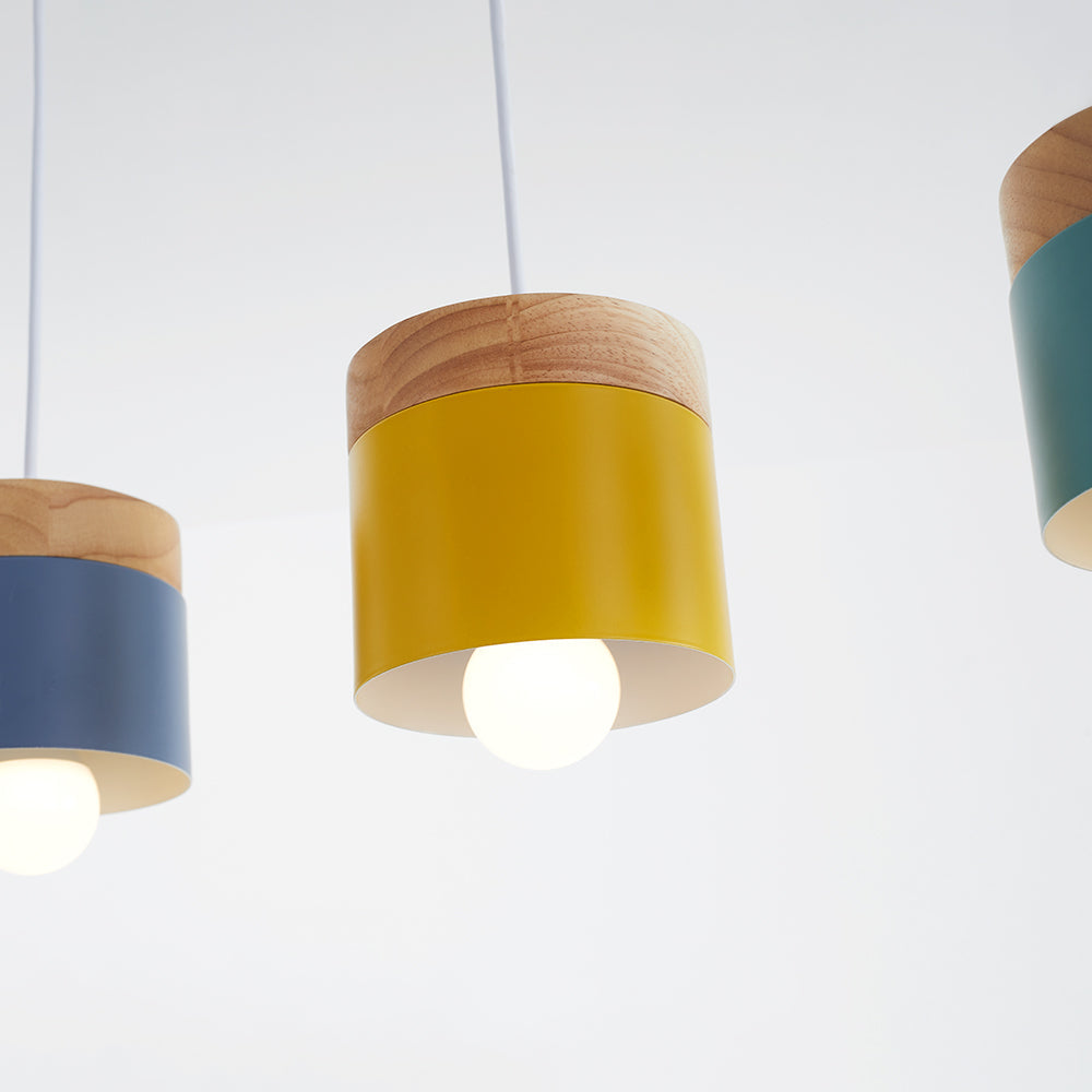 Valentina Modern Can Shape Metal/Wood Pendant Light - Neutral Decor