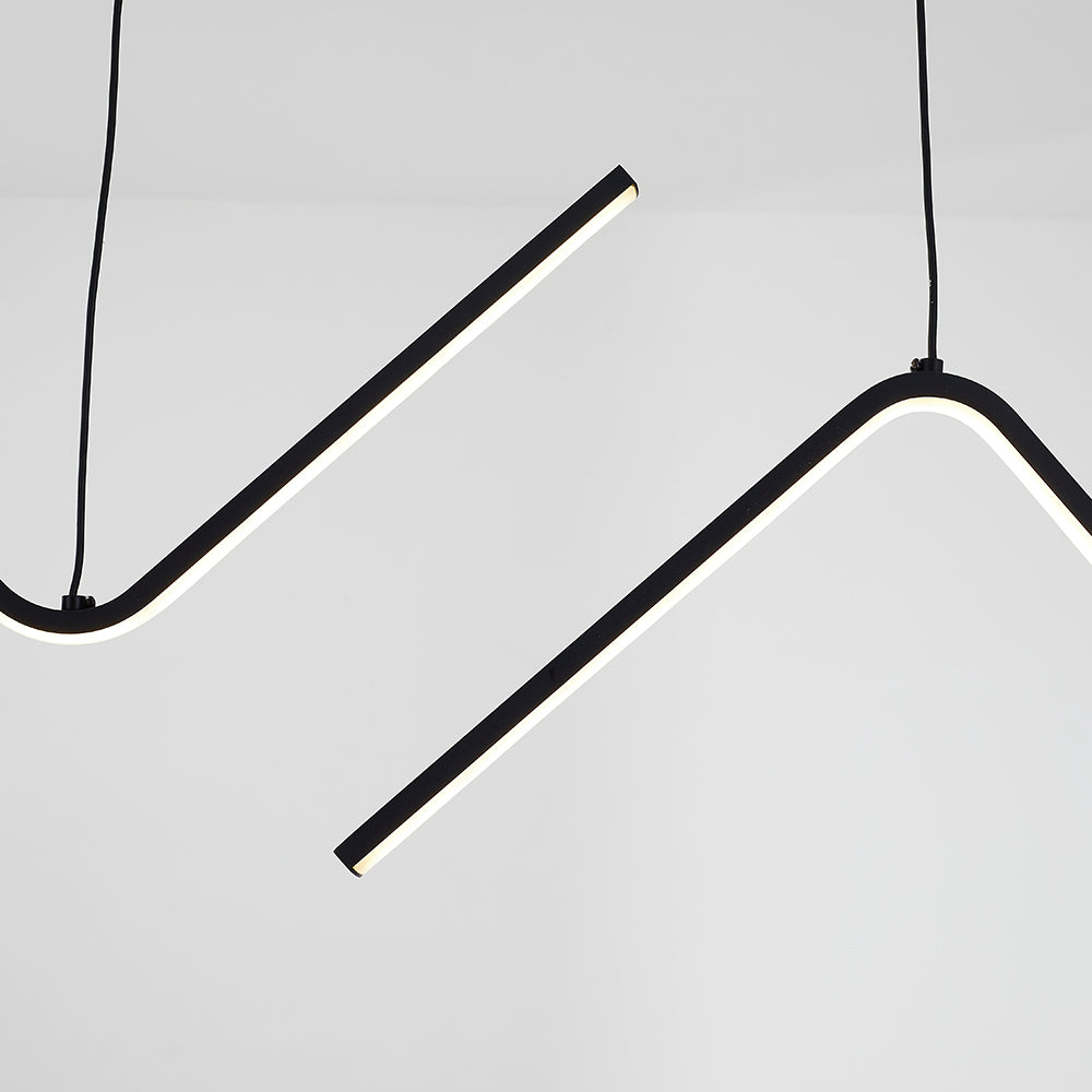 Arisha Modern Wavy linear Pendant Light Double, Black/Gold - Neutral Decor