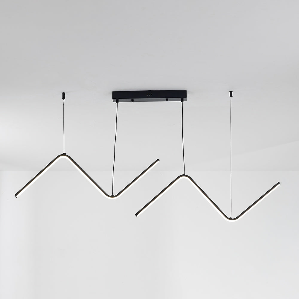 Arisha Modern Wavy linear Pendant Light Double, Black/Gold - Neutral Decor